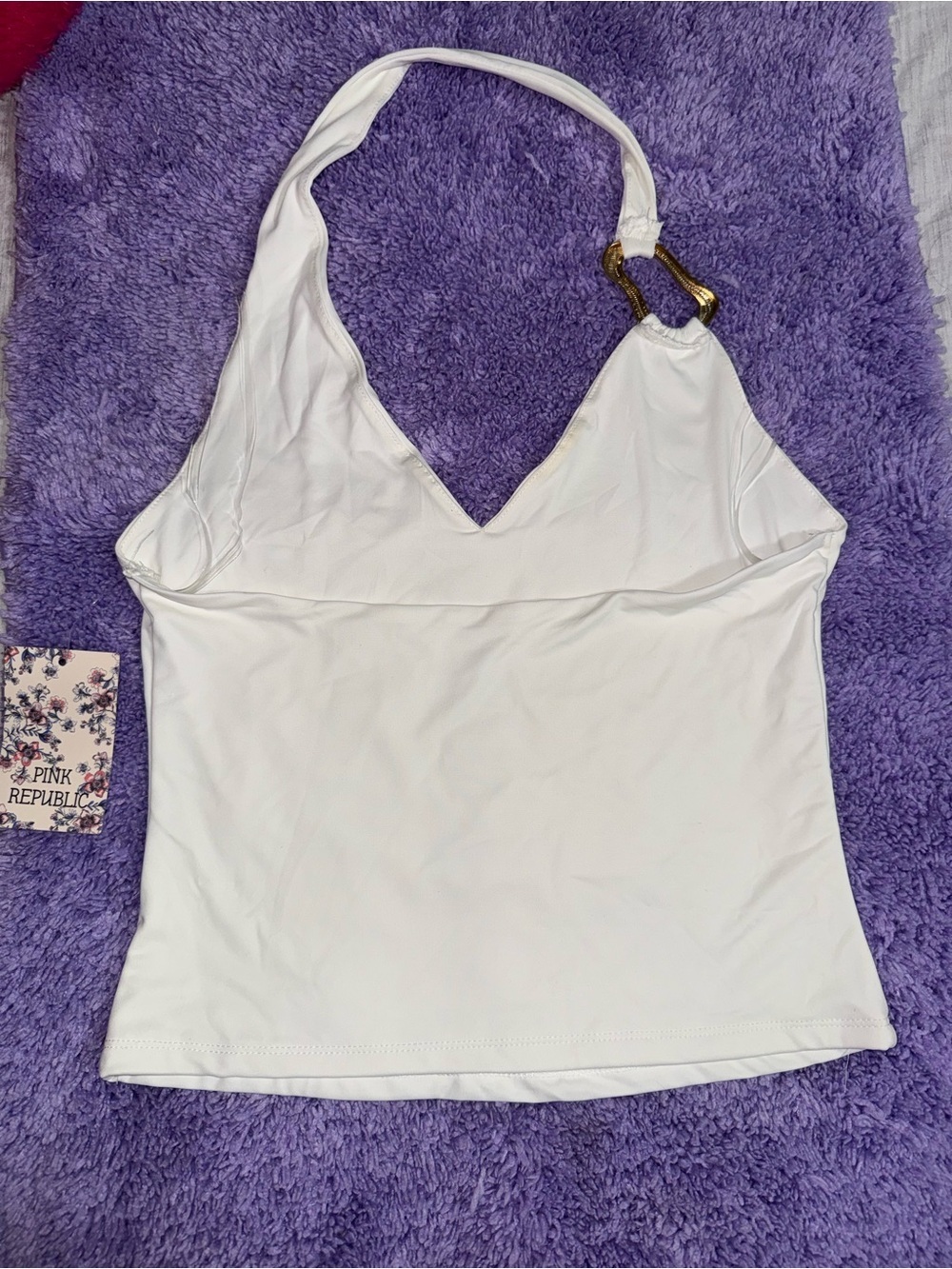 Pink Republic White Halter V-Neck Camisole with Metal Ring - Picture 2 of 4